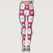Mint Hearts & Retro Stars Leggings レギンス (正面)