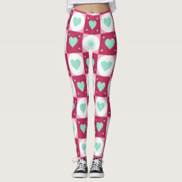 Mint Hearts & Retro Stars Leggings レギンス