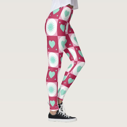 Mint Hearts & Retro Stars Leggings レギンス (右)