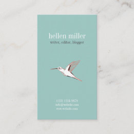 Mint hummingbird elegant minimal cute visit card 名刺