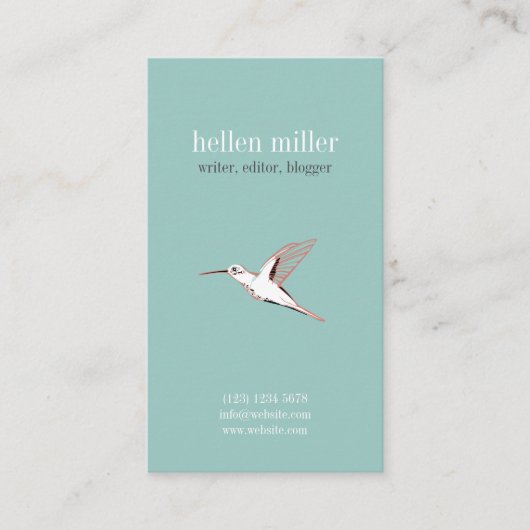 Mint hummingbird elegant minimal cute visit card 名刺 (正面)
