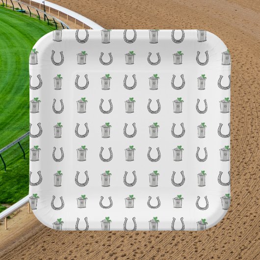 Mint Julep Cocktails and Horseshoes Derby Party ペーパープレート