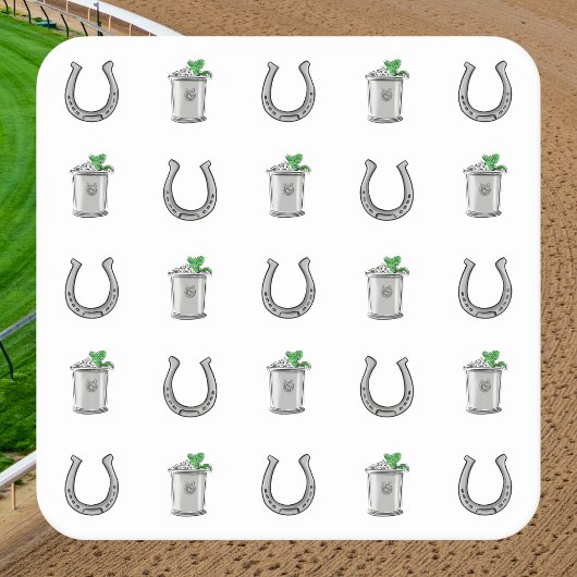 Mint Julep Cocktails & Horseshoe Pattern Race Day  スクエアペーパーコースター