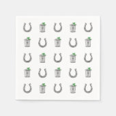 Mint Julep Cocktails & Horseshoe Pattern Race Day  スタンダードカクテルナプキン (正面)