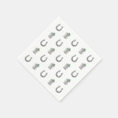 Mint Julep Cocktails & Horseshoe Pattern Race Day  スタンダードカクテルナプキン (角)