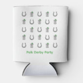 Mint Julep Cocktails & Horseshoe Pattern Race Day 缶クーラー (正面)
