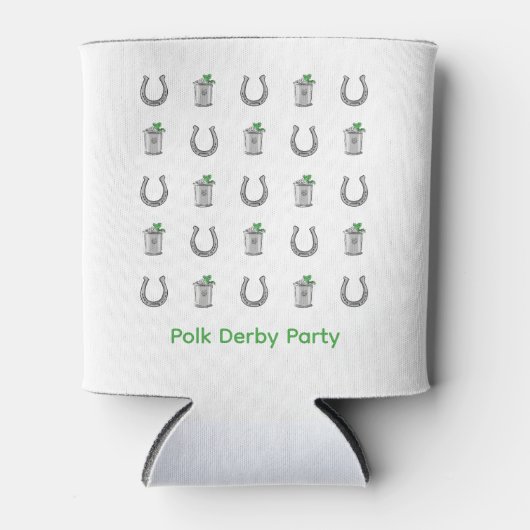Mint Julep Cocktails & Horseshoe Pattern Race Day  缶クーラー (正面)