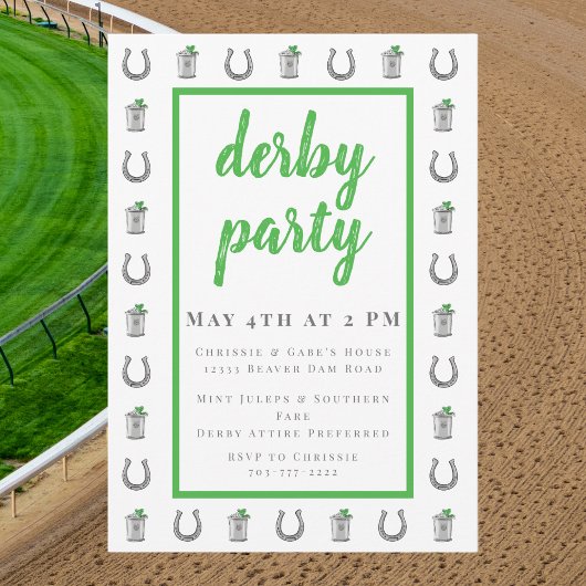 Mint Julep & Horseshoe Border Derby Preppy Race 招待状