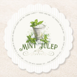 Mint Julep Recipe Derby Party Modern Watercolor ペーパーコースター