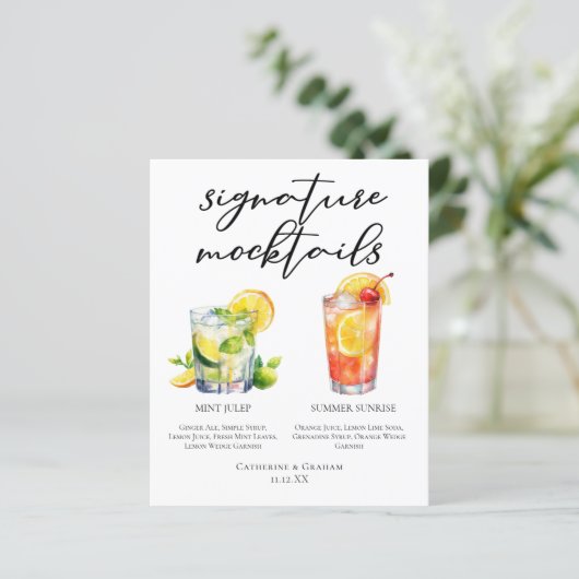 Mint Julep Summer Sunrise Wedding Mocktails Menu (スタンド正面)