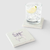 Mint Lavender Bow ストーンコースター (横)