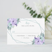 Mint Lavender Watercolor Peonies Geometric RSVP (スタンド正面)