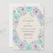 Mint Lilac Ethereal Spring Wedding 招待状 (正面)