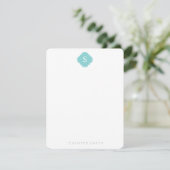 Mint MonogramおよびストライプMint Monogramノートカード 招待状 (スタンド正面)