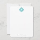 Mint MonogramおよびストライプMint Monogramノートカード 招待状 (正面)
