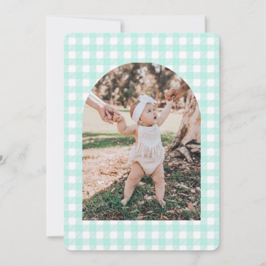 Mint Nutcracker Birthday Photo Thank You Card 招待状 (裏面)