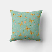 Mint Orange Floral Throw Pillow クッション (裏面)