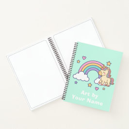 Mint Pastel Unicorn Rainbow Personalized ノートブック