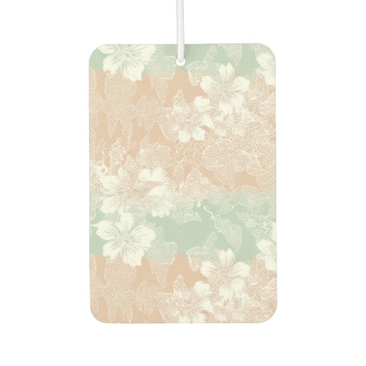Mint Peach Floral Pastel Lace  カーエアーフレッシュナー (正面)
