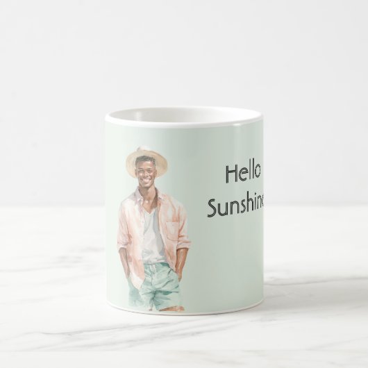 Mint Peach Hello Sunshine Black Man  コーヒーマグカップ (中央)