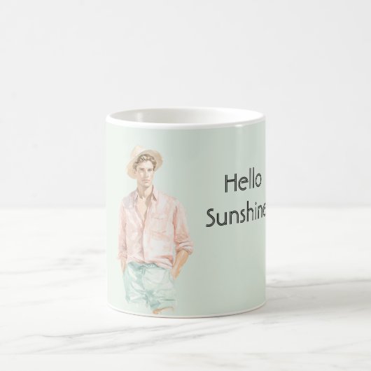 Mint Peach Hello Sunshine Man  コーヒーマグカップ (中央)