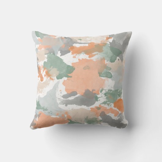 Mint Peach Orange Palette Splatter クッション (裏面)