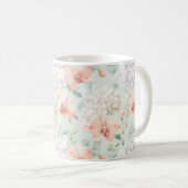 Mint Peach Orchid Flowers コーヒーマグカップ (正面右)