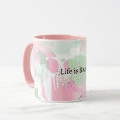 Mint Pink Abstract Life is Sweet マグカップ (正面左)