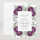 Mint Pink Botanical Bliss Wedding 招待状 (正面/裏面)