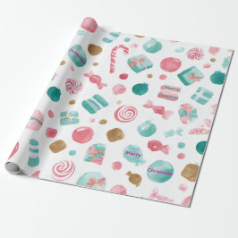 Mint & Pink CANDY Christmas Paper  ラッピングペーパー