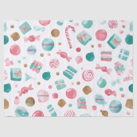 Mint & Pink CANDY Christmas Tissue Paper 薄葉紙 (正面)