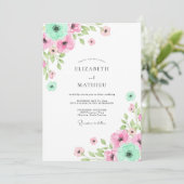 Mint Pink Floral Whimsy Wedding 招待状 (スタンド正面)
