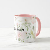 Mint Pink Flowers Life is Sweet マグカップ (正面右)