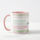 Mint Pink Stripes Life is Sweet マグカップ (左)