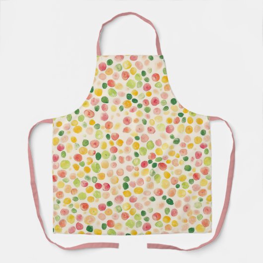 Mint Pink Yellow Green Fruity Dots  エプロン (正面)
