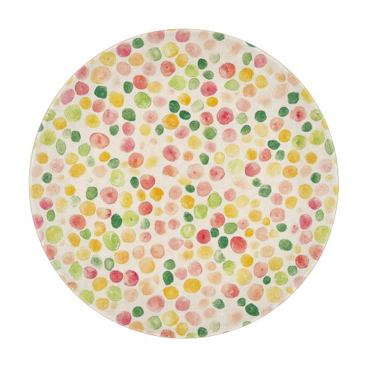 Mint Pink Yellow Green Fruity Dots  カッティングボード (正面)