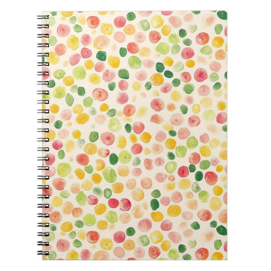 Mint Pink Yellow Green Fruity Dots  ノートブック (正面)