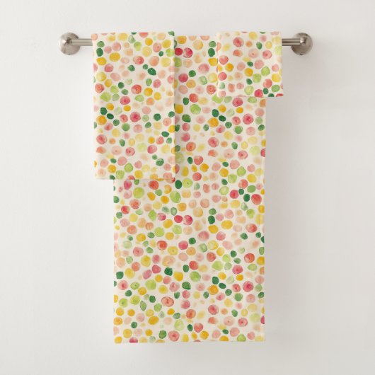 Mint Pink Yellow Green Fruity Dots  バスタオルセット (インサイチュ)