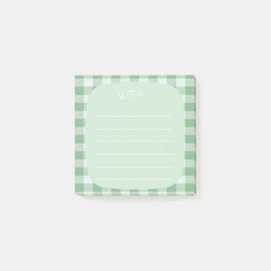 Mint Plaid Note Design ポストイット (正面)