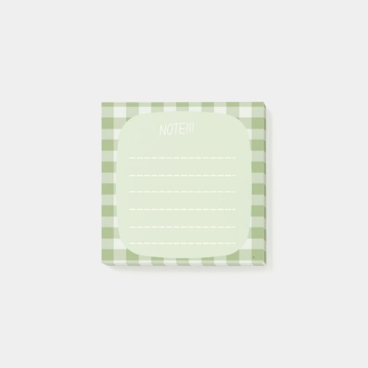 Mint Plaid Note Design ポストイット (正面)