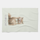 Mint Purple Brown Cool Cat Glasses   キッチンタオル (横)