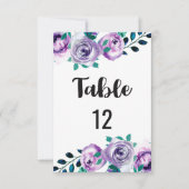 Mint & Purple Wedding Table Number Seating Chart 招待状 (正面)