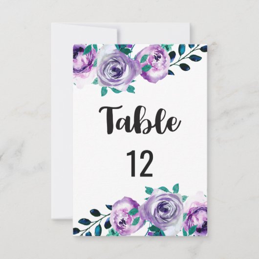 Mint & Purple Wedding Table Number Seating Chart 招待状 (正面)