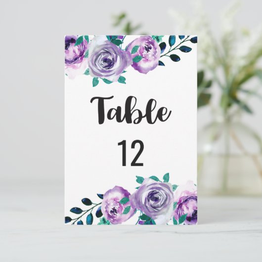 Mint & Purple Wedding Table Number Seating Chart 招待状 (スタンド正面)