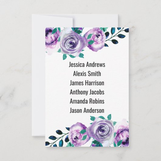 Mint & Purple Wedding Table Number Seating Chart 招待状 (裏面)