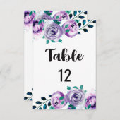 Mint & Purple Wedding Table Number Seating Chart 招待状 (正面/裏面)