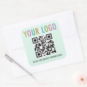 Mint QR Codeロゴ付きWebサイト用スタンプ スクエアシール (封筒)