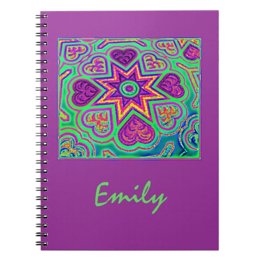 Mint & Raspberryハートノートブック/ジャーナル ノートブック (正面)