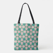Mint & Red Retro Floral Tote Bag トートバッグ (裏面)