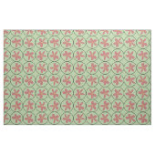 Mint Retro Floral Tile Combed Cotton Fabric ファブリック (ファットクウォーター)